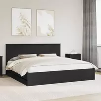 Lova Lovos rėmas su stalčių Juoda 200 x 200 cm Inžinerinė mediena