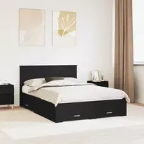 Lova Lovos rėmas su galvūgalio Juoda 140 x 190 cm Apdirbta mediena