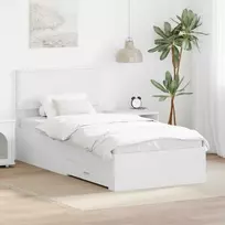 Lova Lovos rėmas su stalčių Balta 90 x 190 cm Apdirbta mediena