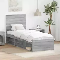 Lova Lovos rėmas Pilkas Sonoma 75 x 190 cm Kietos pušies mediena