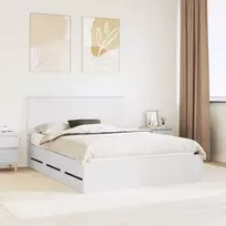 Lova Lovos rėmas su stalčių Balta 150 x 200 cm Inžinerinė mediena