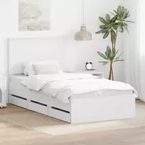 Lova Lovos rėmas su stalčių Balta 100 x 200 cm Inžinerinė mediena