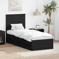 Lova Lovos rėmas su stalčių Juoda 90 x 190 cm Inžinerinė mediena
