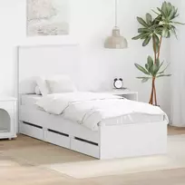 Lova Lovos rėmas su stalčių Balta 75 x 190 cm Inžinerinė mediena