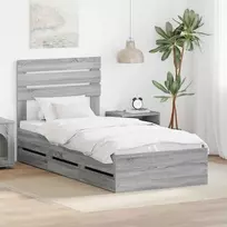 Lova Lovos rėmas Pilkas Sonoma 100 x 200 cm Inžinerinė mediena