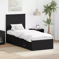Lova Lovos rėmas Juodas ir sidabrinis 70 x 190 cm Apdirbta mediena