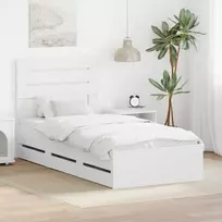 Lova Lovos rėmas su stalčių Balta 100 x 200 cm Inžinerinė mediena