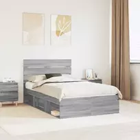 Lova Lovos rėmas Pilkas Sonoma 120 x 190 cm Kietos pušies mediena
