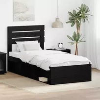 Lova Lovos rėmas Juoda 100 x 200 cm Kietos pušies mediena