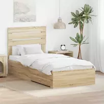 Lova Lovos rėmas su stalčių Sonamos ąžuolo ir sidabro 75 x 190 cm
