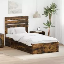 Lova Lovos rėmas su stalčių Rūkyto ąžuolo ir sidabro 75 x 190 cm