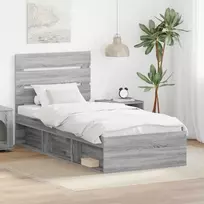 Lova Lovos rėmas Pilkas Sonoma 90 x 190 cm Kietos pušies mediena