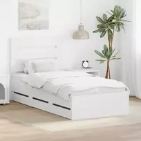 Lova Lovos rėmas su stalčių Balta 100 x 200 cm Inžinerinė mediena