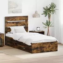 Lova Lovos rėmas su stalčių Rūkyto ąžuolo ir sidabro 75 x 190 cm