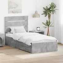 Lova Lovos rėmas su stalčių Betono pilko ir sidabro 70 x 190 cm