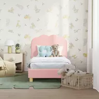 Lova Vaikiška Lovo Rėmas su Galvūgaliu Rožinė 70 x 140 cm Bouclé