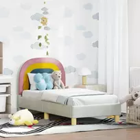 Lova Vaikiška Lovo Rėmas su Galvūgaliu Kreminė 70 x 140 cm Aksomas