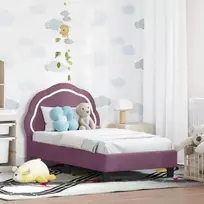 Lova Vaikiška Lovo Rėmas su Galvūgaliu Violetinė 70 x 140 cm Aksomas
