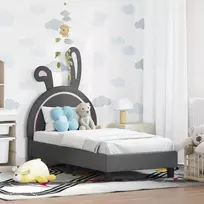 Lova Vaikiška Lovo Rėmas su Galvūgaliu Šviesiai pilka 70 x 140 cm PU