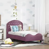 Lova Vaikiška Lovo Rėmas su Galvūgaliu Violetinė 70 x 140 cm Aksomas