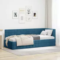Lova Kampinė lovos konstrukcija Mėlyna 80 cm x 200 cm Aksomas