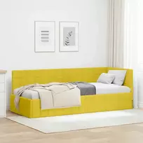 Lova Kampinė lovos konstrukcija Geltona 80 cm x 200 cm Aksomas