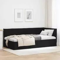 Lova Kampinė lovos konstrukcija Juodas 80 x 200 cm audinys