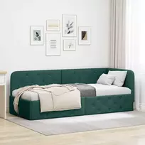 Lova Kampinė lovos konstrukcija Tamsiai žalia 80 x 200 cm audinys