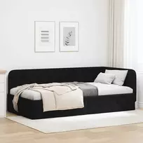 Lova Kampinė lovos konstrukcija Juodas 90 x 200 cm audinys