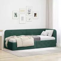 Lova Kampinė lovos konstrukcija Tamsiai žalia 80 x 200 cm Aksomas