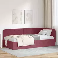 Lova Kampinė lovos konstrukcija Vyno raudona 100 x 200 cm audinys