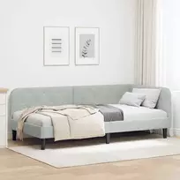 Lova Kampinė lovos konstrukcija Šviesiai pilka 90 x 200 cm Aksomas