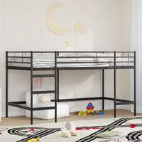 Lova Vaikų Lofto Lovos Rėmas Juoda 90 x 200 cm Plienas