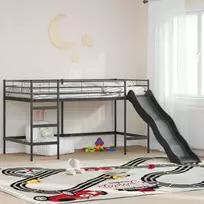 Lova Vaikiška dvigulis lovos rėmas su slidėmis Juoda ir Antracitas