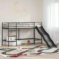 Lova Vaikiška dvigulis lovos rėmas su slidėmis Juoda ir Antracitas