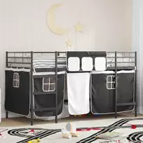 Lova Vaikų palėpės lovos rėmas su užuolaidomis Juoda 90 x 200 cm