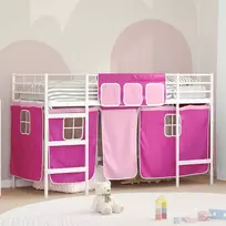 Lova Vaikų palėpės lovos rėmas su užuolaidomis Balta ir rožinė