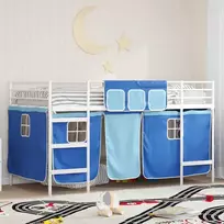 Lova Vaikų palėpės lovos rėmas su užuolaidomis Balta ir mėlyna