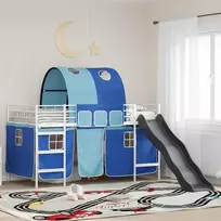 Lova Vaikų Lofto Lovos Rėmas Balta ir mėlyna 80 x 200 cm Metalas