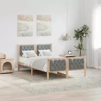 Lova Lovos rėmas Šviesiai pilka 135 x 190 cm Kietos pušies mediena