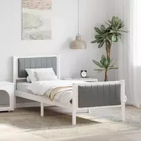 Lova Lovos rėmas Balta ir šviesiai pilka 75 x 190 cm Pušies masyvas