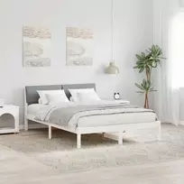Lova Lovos rėmas Balta ir šviesiai pilka 150 x 200 cm Pušies masyvas