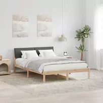 Lova Lovos rėmas ruda ir tamsiai pilka 140 x 200 cm Pušies masyvas