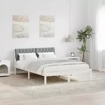 Lova Lovos rėmas Balta ir šviesiai pilka 140 x 190 cm Pušies masyvas