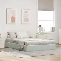 Lova Otomano lovos rėmas Šviesiai pilka 140 x 190 cm Aksomas