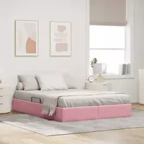 Lova Otomano lovos rėmas su saugykla Rožinė 140 x 190 cm Aksomas
