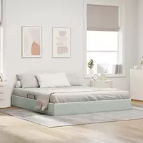 Lova Otomano lovos rėmas Šviesiai pilka 160 x 200 cm Aksomas