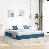 Lova Otomano lovos rėmas Tamsiai mėlyna 160 x 200 cm Aksomas