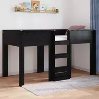 Vaikų dvigulė lova Juodas ąžuolas 100 x 200 cm Apdirbta mediena