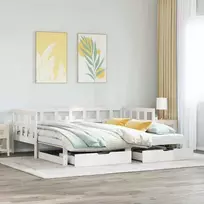 Lova su ištraukiama dalimi/stalčiais be čiužinio balta 80x200cm